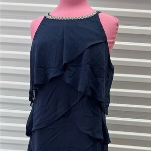 S.L. Fashions Midnight Blue Sleeveless Dress